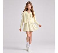 Set di 3 pezzi in maglia mix & match per ragazze pre-adolescenti, stile basic a righe ad alta elasticità, outfit casual da indossare tutto l'anno per il ritorno a scuola, uso quotidiano e campus 8Y,9Y
