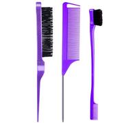 Set di 3 pezzi per acconciatura, spazzola per prendere in giro le setole, spazzola a doppio bordo e pettine per la separazione per spazzolare, pettinare e lisciare i capelli (viola)