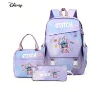 Set di 3 pezzi per la scuola con zaino, borsa pranzo e astuccio, con stampe di Lilo e Stitch, regalo ideale per il ritorno a scuola per studenti ragazzi e ragazze Tessuto