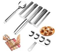 Set di 3 pezzi per polpette in acciaio inossidabile, strumento manuale da cucina con vanga da taglio e cucchiaio per polpette, paletta antiaderente per polpette per realizzare polpette rotonde di