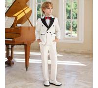 Set di 3 pezzi per ragazzi giovani - Giacca + Pantaloni + Cravatta rossa a fiocco, adatto per esibizioni sul palco, vestito da paggio per matrimoni, abbigliamento formale per bambini 6Y,7Y,9Y,4Y,5Y,2-