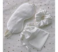 Set di 3 pezzi: Set da notte in seta finta, inclusi maschera per gli occhi, bustina e scrunchie per capelli da viaggio/sonno, scuola, ritorno a scuola, viaggio, elementi essenziali da viaggio, element