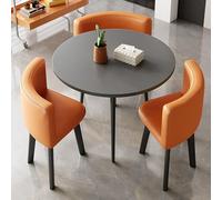 Set di 3 pezzi tavolo da conferenza e sedia per 3 tavolo rotondo da caffè con 3 sedie 80 cm Home Office sala riunioni mobili nero reception scrivania combo