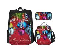 Set di 3 pezzi, zaino con girasole cielo, borsa a tracolla regolabile con astuccio portapranzo, Palla di Natale., Taglia unica, Zaini Daypack