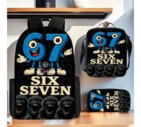 Set di 3 pezzi Zaino scolastico con scatola per il pranzo & astuccio per matite - Zaino scolastico leggero adatto per la scuola, all'aperto - Numero 67, lavabile in lavatrice, popolare tra i genitori 