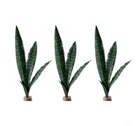 Set di 3 piante artificiali di serpente sansevieria per trio, lingua suocera realistica, in plastica, manutenzione verde per scrivania da ufficio, mensola del bagno e (verde scuro)
