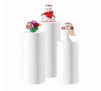 Set di 3 piedistalli cilindrici in metallo, eleganti espositori per matrimoni, feste ed eventi, ideali per esporre decorazioni