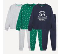 Set di 3 pigiami in cotone, a tema calcio Blu 4 anni - 102 cm