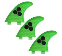Set di 3 pinne per tavola da surf in fibra di vetro per surfisti seri, verde C