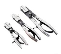 Set di 3 pinze per guarnizioni per tubi dell'olio a becco piatto, per fascette stringitubo, strumento di riparazione automobilistica, varie dimensioni, in acciaio al carbonio, color argento (set da 3