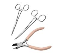 Set di 3 pinze per piercing, 12,5 cm, dritte e a gomito, pinze da pesca, pinze per piercing, pinze autobloccanti in acciaio inox, set per toelettatura animali domestici, fai da te, artigianato + pinza