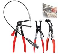 Set di 3 pinze per tubi flessibili, pinze per fascette a molla, pinze per tubi con collo dritto, funzione di bloccaggio a cricchetto, set di attrezzi per riparazioni auto