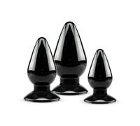 Set di 3 plug-in anale, con ventosa forte, avanzata, colore: nero