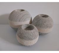 SET DI 3 PORTA CANDELE, PORTA INCENSO IN SASSO