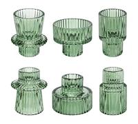 Set di 3 Porta Candele, Portacandele da Tavolo, Moderni Vetro Decorazione, Porta Tealight Candle Holder,Cristallo per Casa, Cena, Matrimonio, Festa, Festival (6, Verde)