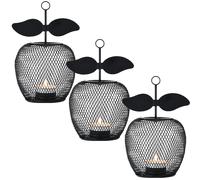 Set Di 3 Portacandele Moderni Manzana Neri 19Cm