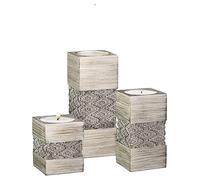 Set di 3 portacandele Tealight - Centrotavola per soggiorno e sala da pranzo, decorazione del tavolo da caffè, ideale per camino, ingresso o bagno (Dublino argento)