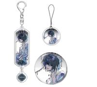 Set di 3 portachiavi - badge - ciondolo corda per telefono cellulare Death Anime Note L - personaggi Kawaii, ideale per regalo Otaku (Fans d'Anime), 2, S
