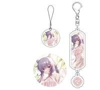 Set di 3 portachiavi - Distintivo - Ciondolo corda per telefono cellulare Game Genshin Yae Miko Raiden Shogun Keqing Ganyu - Chiavi affascinanti Kawaii, regalo per fan di anime (multicolore), 4, S