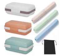 Set di 3 portasapone da viaggio e 3 custodie da viaggio per spazzolino da denti, portasapone a tenuta stagna con coperchio, portaspazzolino portatile per viaggi, campeggio, bagno, borsa impermeabile