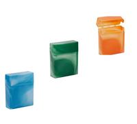 Set di 3 portasigarette, 25 sigarette, 90 x 75 x 25 mm, scatola di plastica leggera 30 g (blu, verde + arancione)