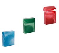Set di 3 portasigarette, 25 sigarette, 90 x 75 x 25 mm, scatola di plastica leggera 30 g (blu, verde + rosso)