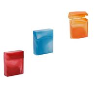 Set di 3 portasigarette, 25 sigarette, 90 x 75 x 25 mm, scatola di plastica leggera 30 g (rosso, blu + arancione)