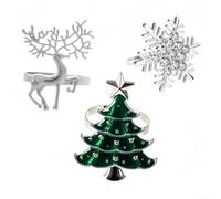 Set di 3 portatovaglioli a forma di albero di Natale, realizzati in lega robusta, adatti per vari tavoli festivi, tra cui cene festive