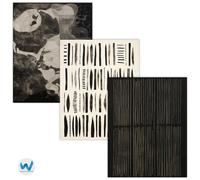 Set di 3 poster arte da parete design astratto grafico monocromatico -...
