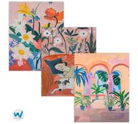 Set di 3 poster arte vegetale tropicale - arte da parete donna e cane...