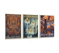 Set di 3 poster artistici su tela, motivo Mordor Il Signore degli Anelli, Hobbit, stile vintage, da viaggio, decorazione artistica da parete, poster decorativi per la casa, 40 x 60 cm
