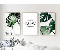 Set di 3 Poster con Piante Verdi e Citazioni Quadri Foglie Tropicali Tela 40x50 Quadro Stampa Decorativa da Parete Soggiorno Moderna senza Cornice