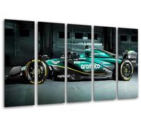 Set di 3 poster decorativi da parete, decorazione soggiorno moderni, camere da letto, camera da letto, stampa su legno con ganci, auto Formula 1 2024 Aston Martin AMR24, Fernando Alonso (165 x 62 cm)