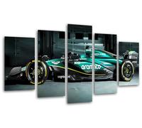 Set di 3 poster decorativi da parete, decorazione soggiorno moderni, camere da letto, camera da letto, stampa su legno con ganci, auto Formula 1 2024 Aston Martin AMR24, Fernando Alonso (165 x 62 cm)