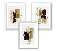 Set di 3 poster di alta qualità, stampa artistica "Mi do more what makes you happy" - Quadro decorativo per la parete opzionale con cornice per soggiorno, camera da letto, Moderno Fine Art - DIN A4/A3, Cornice bianca., A4