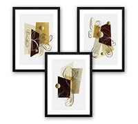 Set di 3 poster di alta qualità, stampa artistica "Mi do more what makes you happy" - Quadro decorativo per la parete opzionale con cornice per soggiorno, camera da letto, Moderno Fine Art - DIN A4/A3, Telaio nero., A4