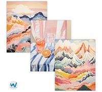 Set di 3 poster di montagna, ispirazione agrumata e arte astratta -...