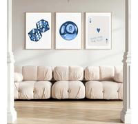 Set di 3 poster di tendenza con 8 dadi da biliardo blu Y2K, stile preppy, estetica, civettuola, decorazione per la stanza da ragazza, dipinto su tela funky (30x45cmx3/senza cornice)