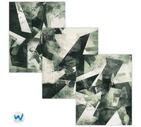 Set di 3 poster per opere d'arte testurizzate verde scuro e bianco -...