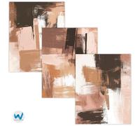 Set di 3 poster per pittura beige e marrone pennellata - 12X16/16X20/18X24/24X36