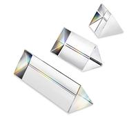 Set di 3 prismi di cristallo equilaterali da 2,5 cm, 5,1 cm e 10,2 cm di lunghezza, prismi ottici di cristallo triangolari prismi ottici per insegnare fisica a spettro di luce rifratta arcobaleno