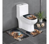 Set di 3 protezioni per il bagno, per camera da letto, cucina, vasca da bagno, tappeto decorativo in peluche, tappeto assorbente Rugby on Fire