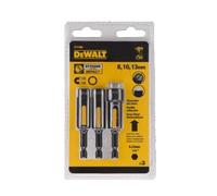 Set di 3 punte DEWALT con cappuccio, misure 8, 10 e 13 mm, autopulenti.