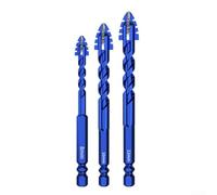 Set di 3 punte eccentriche a quattro scanalature, per vetro, piastrelle, calcestruzzo, granito, punte a spirale triangolari in carburo da 6 mm, 8 mm, 10 mm, utensili per punzonatura per muratura