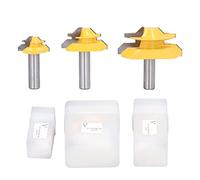 Set di 3 punte per router a mitra con gambo da 1/2 pollice, angolo di 45 gradi, per giunzioni incollate e bloccate; kit di frese per lavorazione del legno in acciaio al carbonio