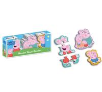 Set di 3 puzzle in legno a forma di personaggio Peppa Pig - Puzzle per bambini e bambine dai 18 mesi + con grandi pezzi grossi facili da impugnare per bambini - Include Peppa, George, Mummia e Papà