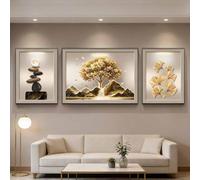 Set di 3 quadri da parete incorniciati, dipinti moderni da appendere, sculture decorative da parete, decorazione murale con albero della vita per portico, ufficio, casa(C,40 * 60/80 * 60 * 40 * 60CM)