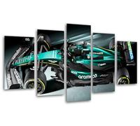 Set di 3 quadri decorativi da parete, decorazione soggiorno moderni, camere da letto, camera da letto, stampa su legno con ganci, auto Formula 1 2024 Aston Martin AMR24, Fernando Alonso, 165 x 62 cm