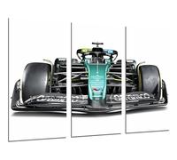 Set di 3 quadri decorativi da parete, decorazione soggiorno moderni, camere da letto, camera da letto, stampa su legno con ganci, auto Formula 1 2024 Aston Martin AMR24, Fernando Alonso, 97 x 62 cm