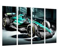Set di 3 quadri decorativi da parete, decorazione soggiorno moderni, camere da letto, camera da letto, stampa su legno con ganci, auto Formula 1 2024 Aston Martin AMR24, Fernando Alonso (131 x 62 cm)